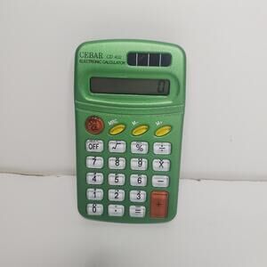 Green Cebar CD-402 Electronic Calculator With Case Tested
